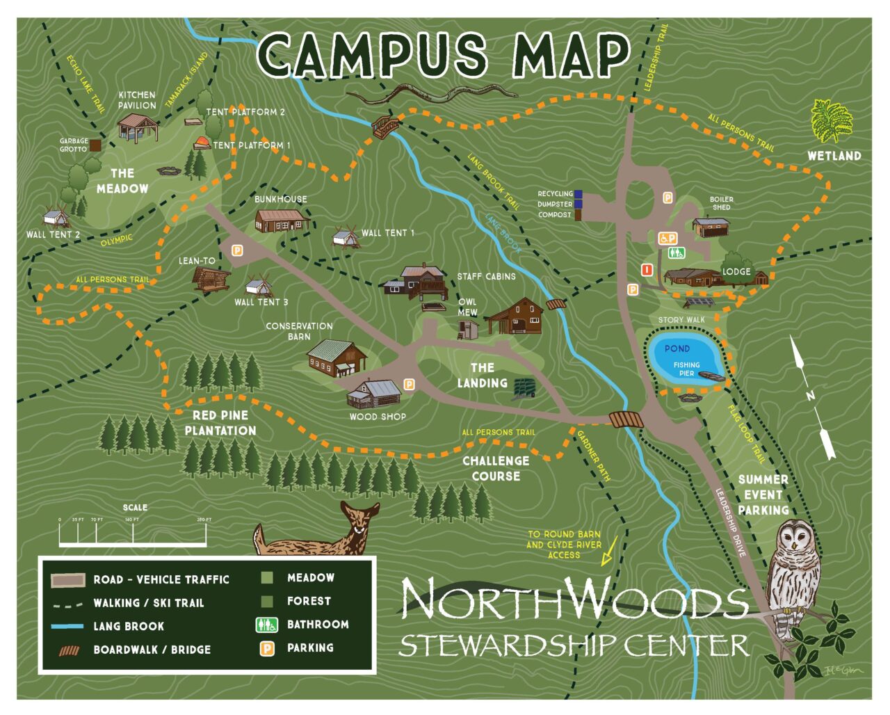 Illustrated map of NorthWoods campus